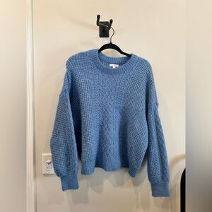 Cozy Blue Cable Knit Sweater, XXL